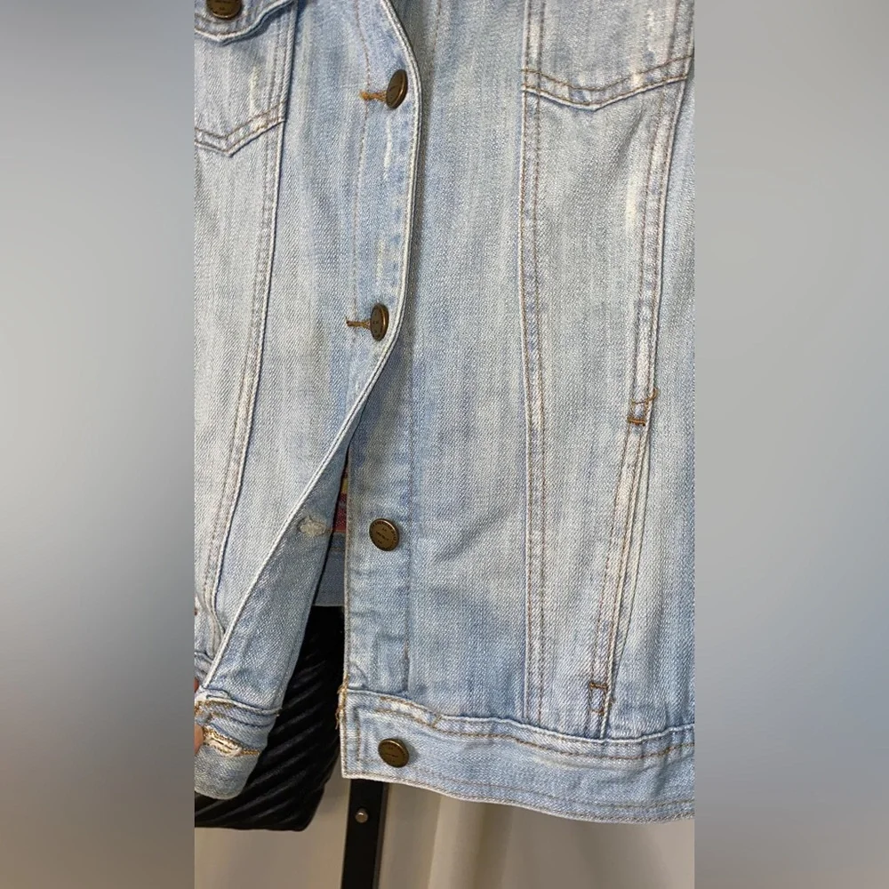 Anthropologie I Love H81 BOHO Lined Denim Blue Jean Jacket - Picture 4 of 8